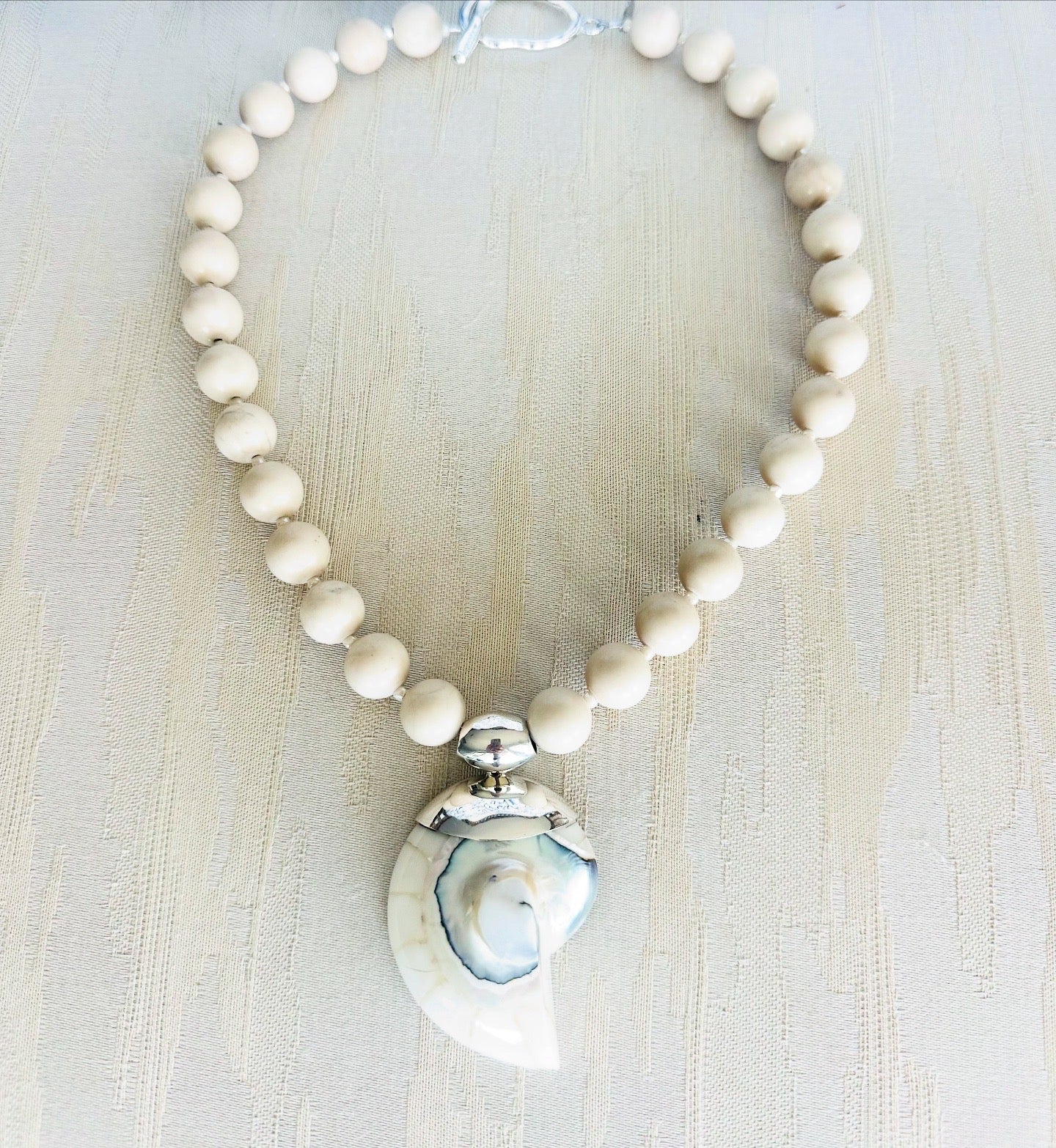 Matte Agate Sterling Nautilus Pendant