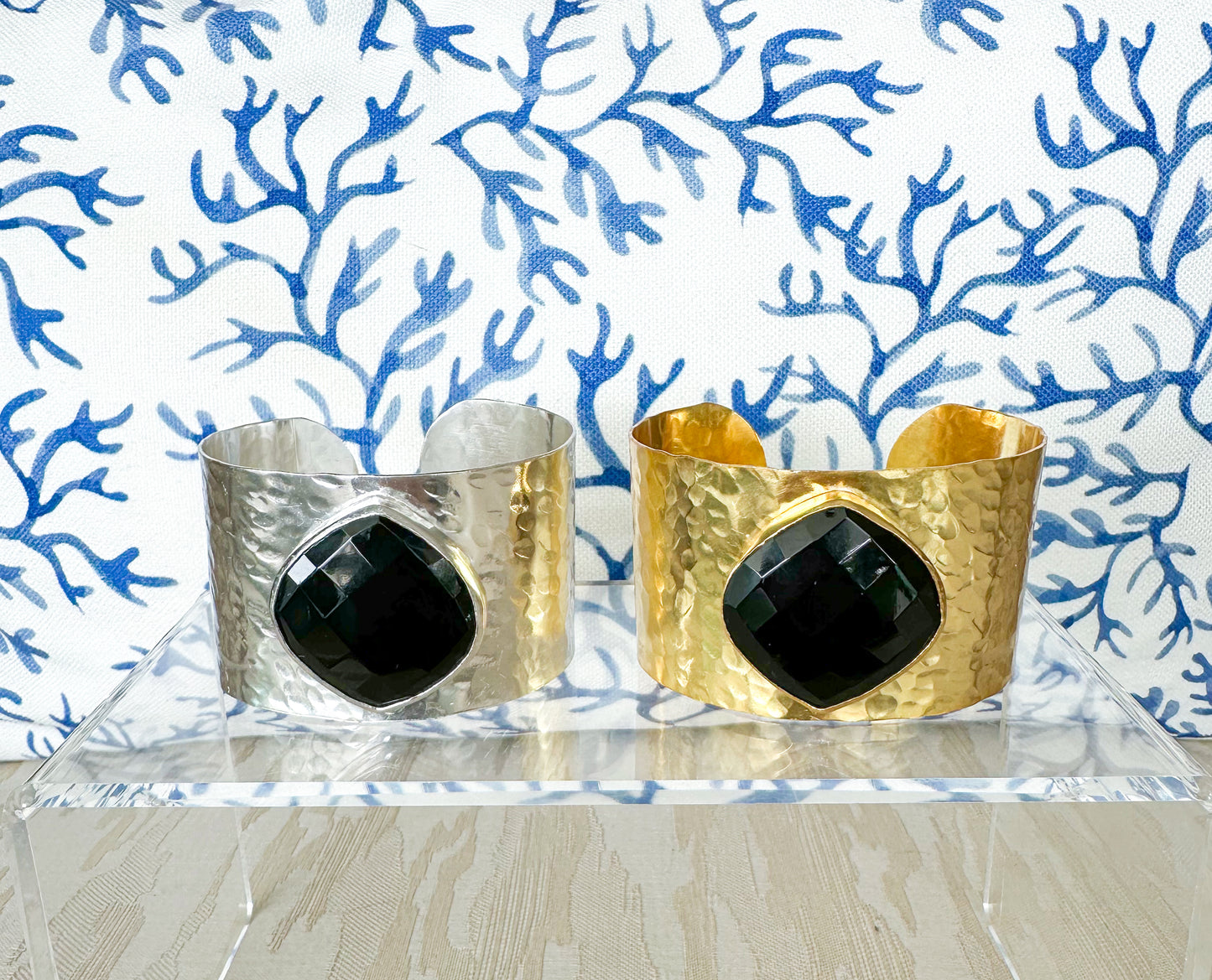 Black Onyx Hammered Cuff