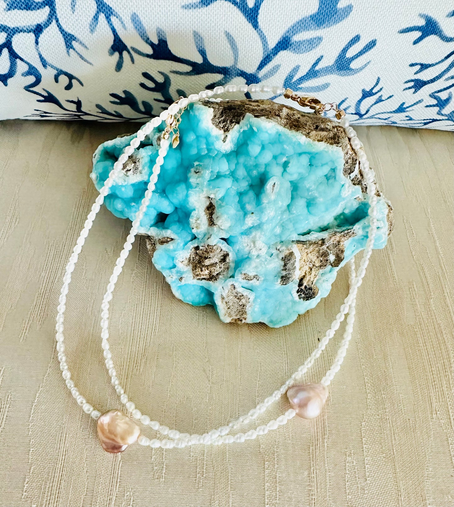 Fresh Water Pearls with Blush Baroque Center