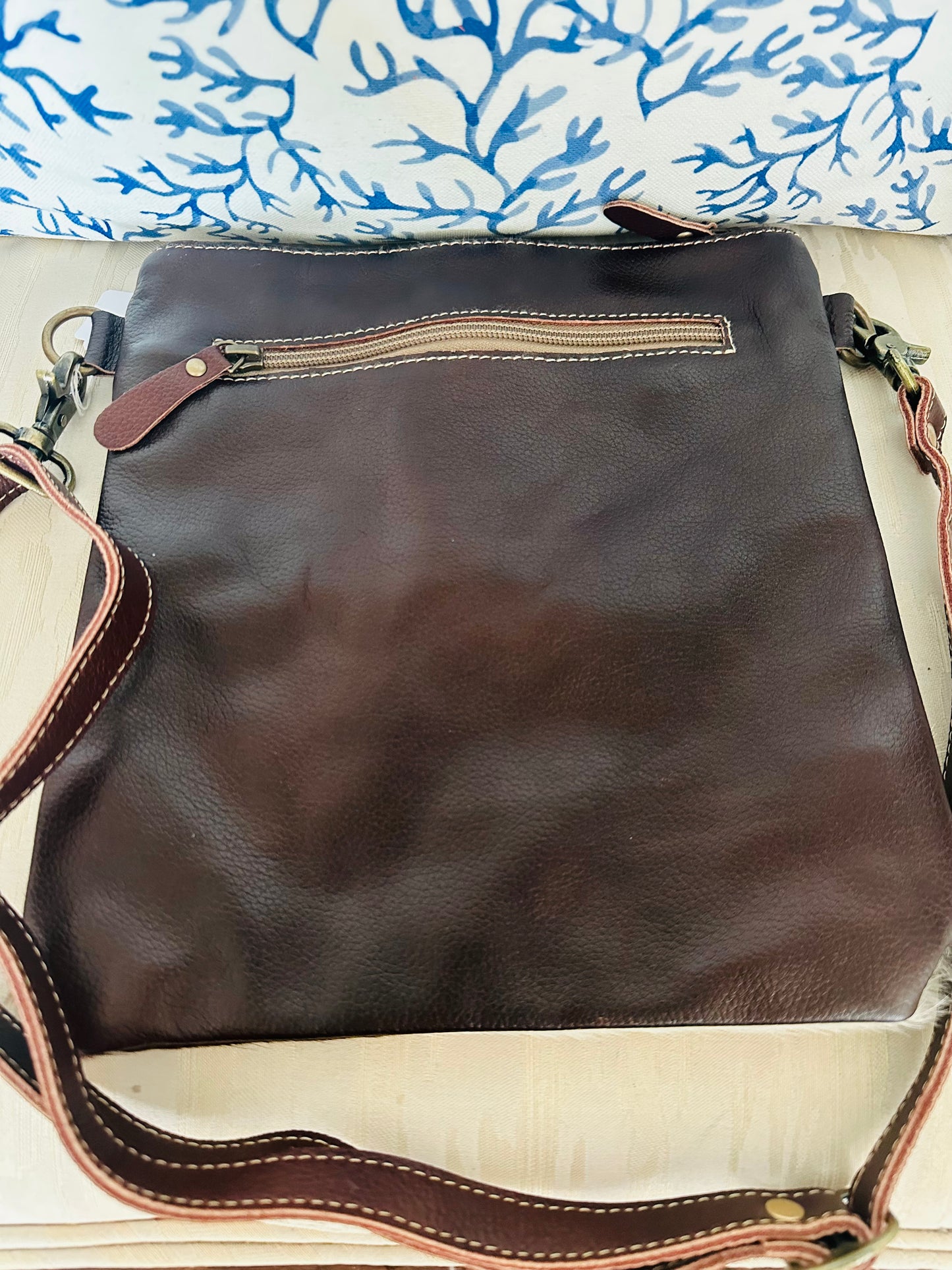 Cowhide Tooled Leather Crossbody