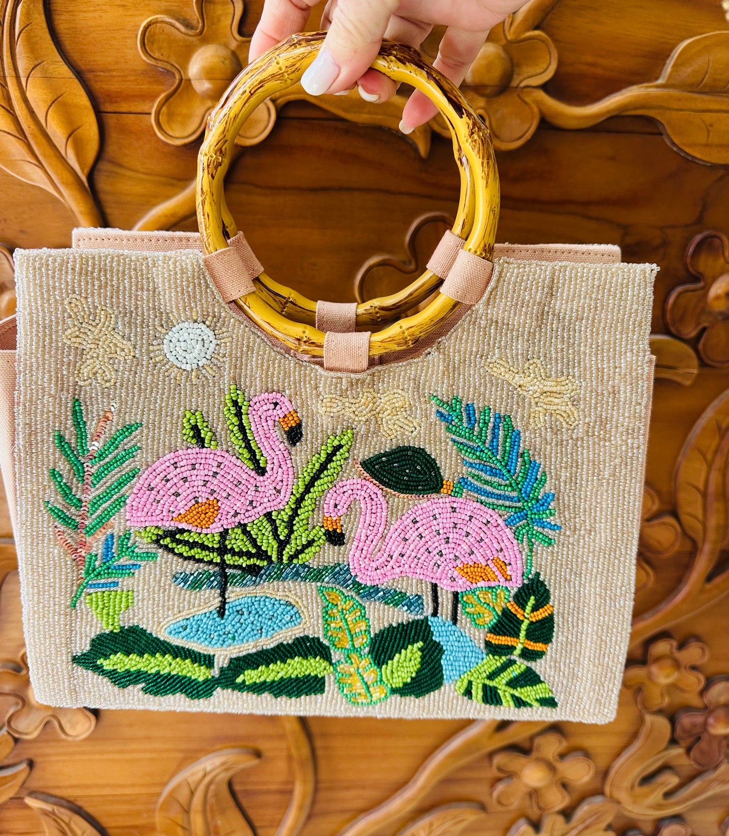 Flamingo Beaded Bamboo