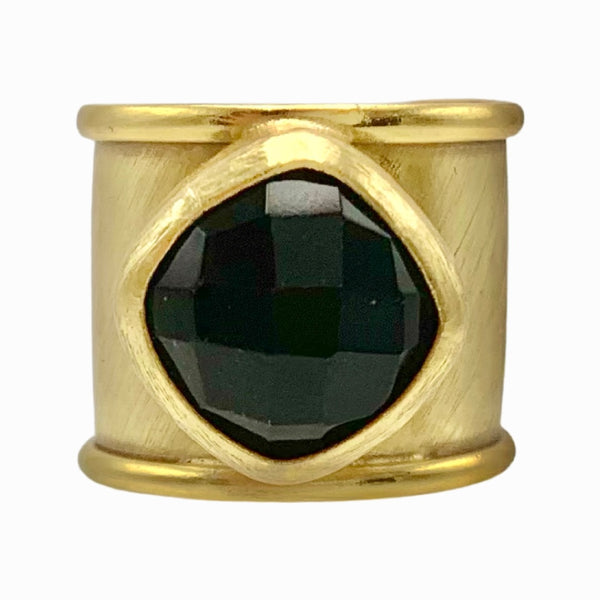 Black Onyx adjustable ring Vermeil