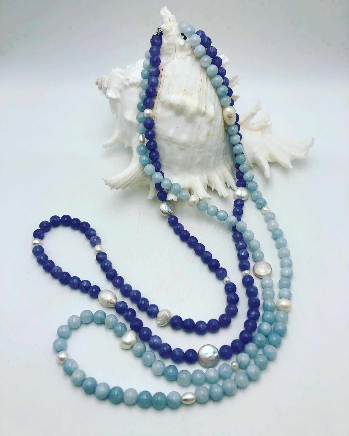 Stone Necklaces with Mixed Pearl Accent