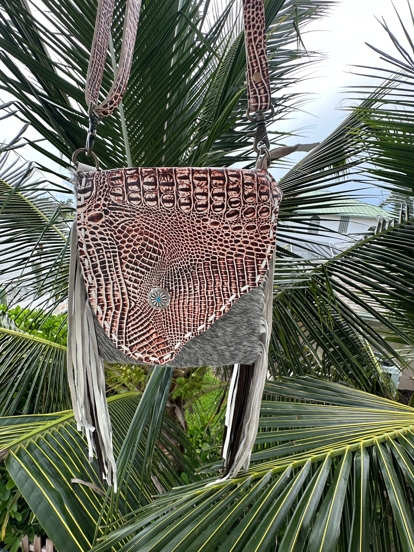 White Leather Flap Crossbody