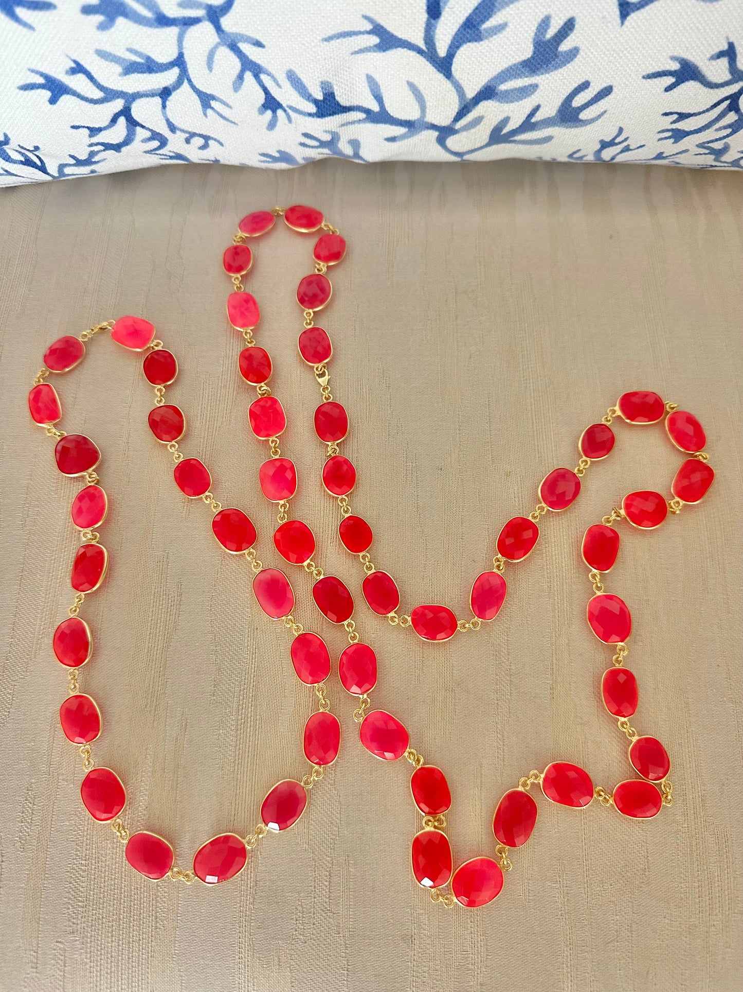 Hot Pink Chalcedony Bezel Necklace