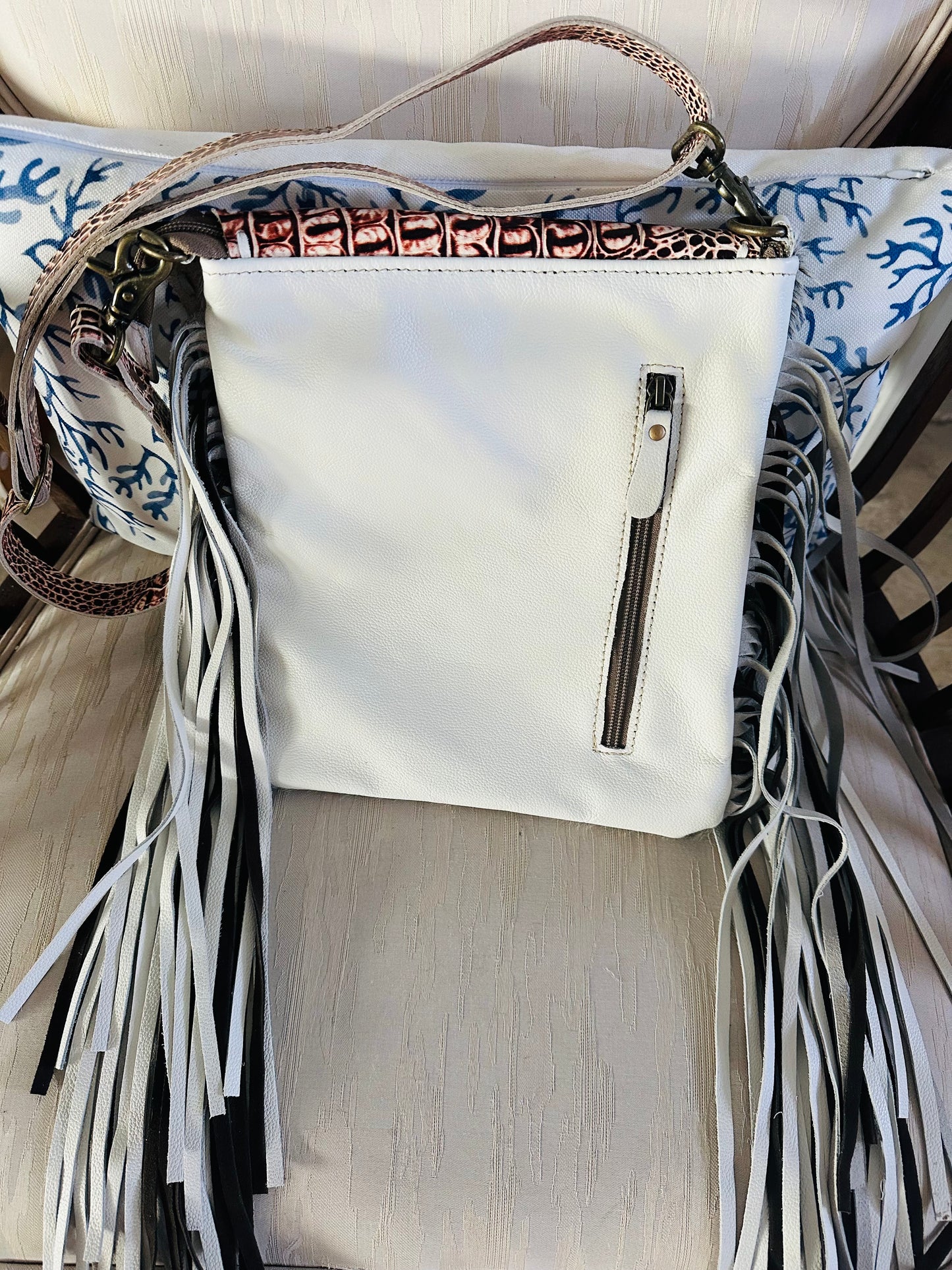 White Leather Flap Crossbody