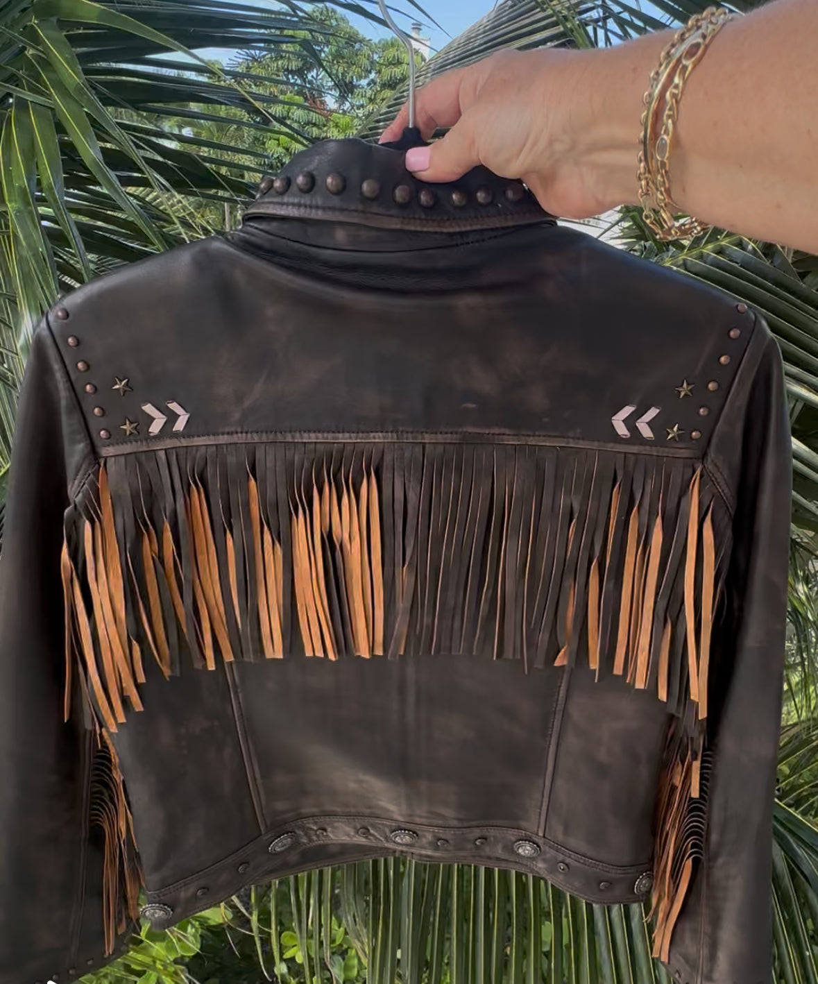 Brown Leather Fringe Jacket