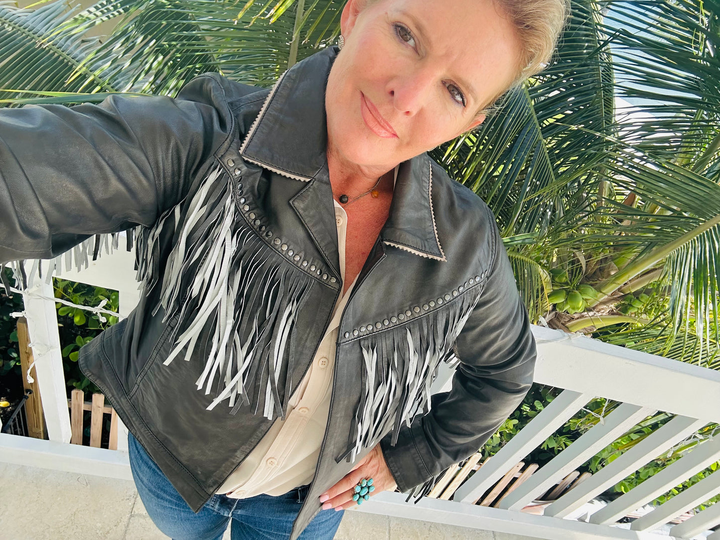 Open Lamb Fringe Jacket