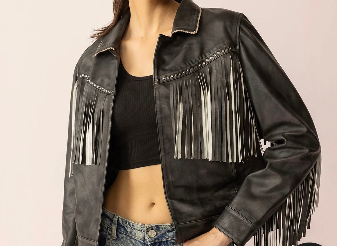 Open Lamb Fringe Jacket
