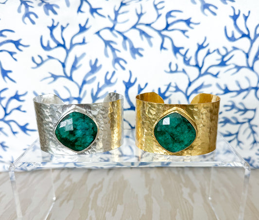 Emerald Hammered Cuff