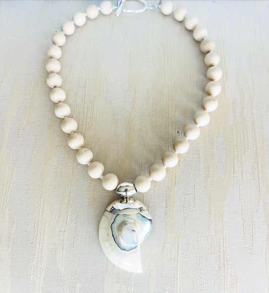 Matte Agate Sterling Nautilus Pendant