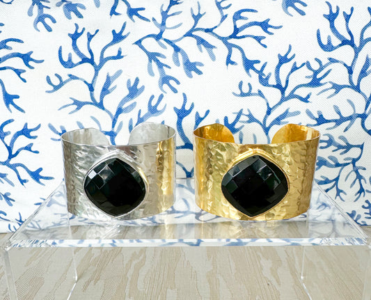 Black Onyx Hammered Cuff