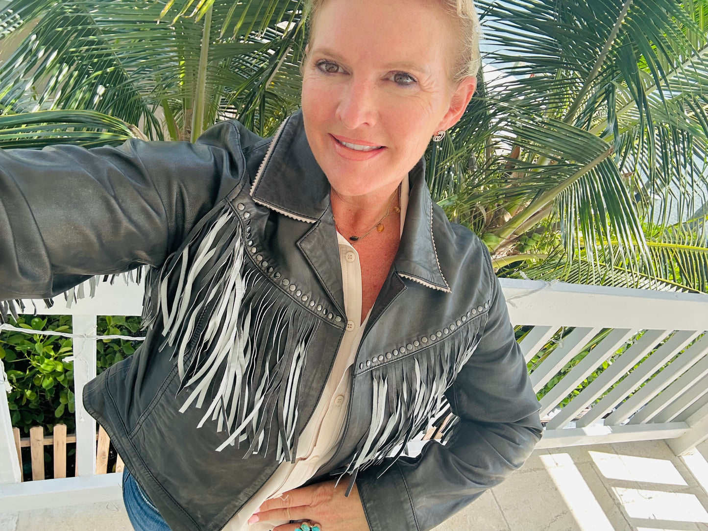 Open Lamb Fringe Jacket