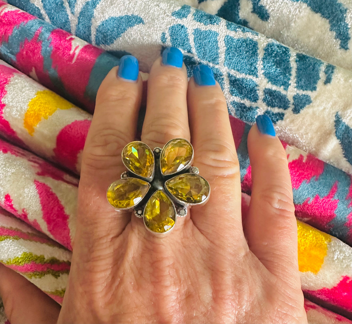 Adjustable Sterling Flower Rings