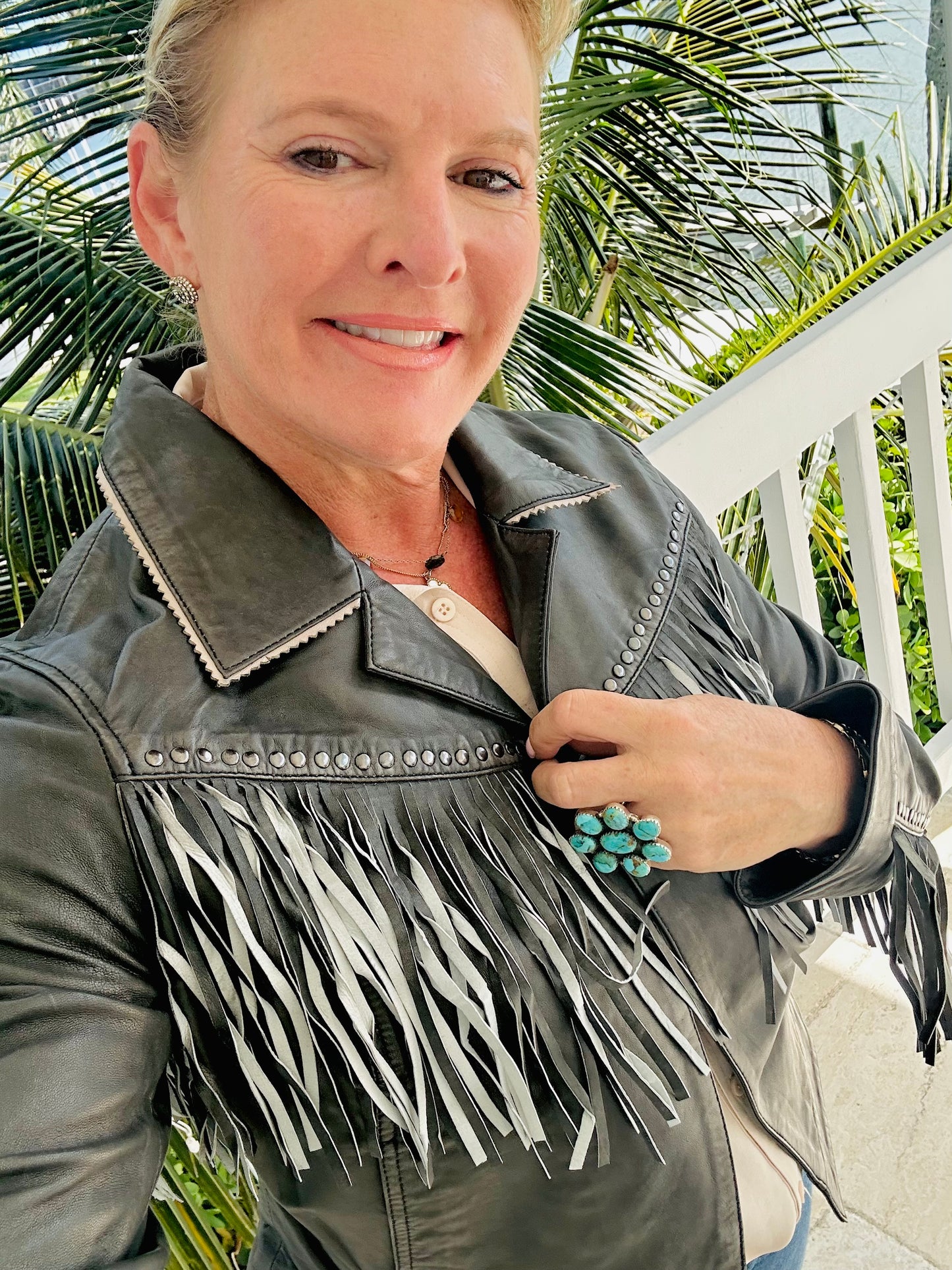 Open Lamb Fringe Jacket