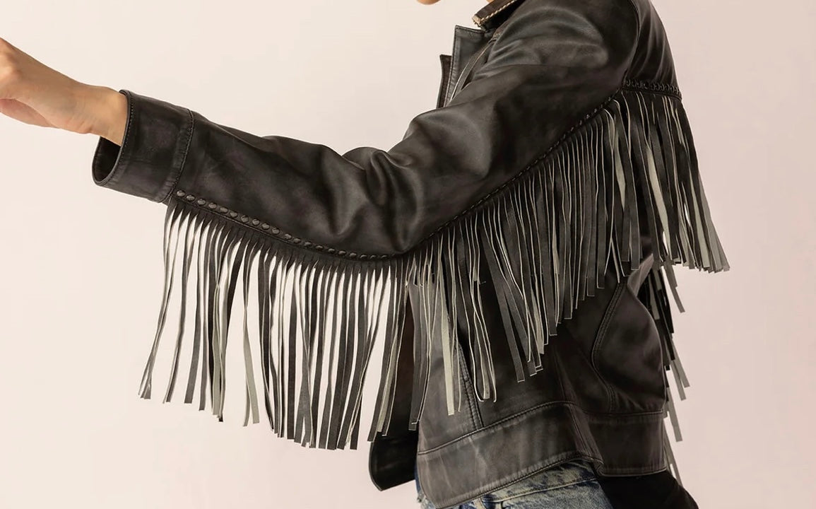 Open Lamb Fringe Jacket