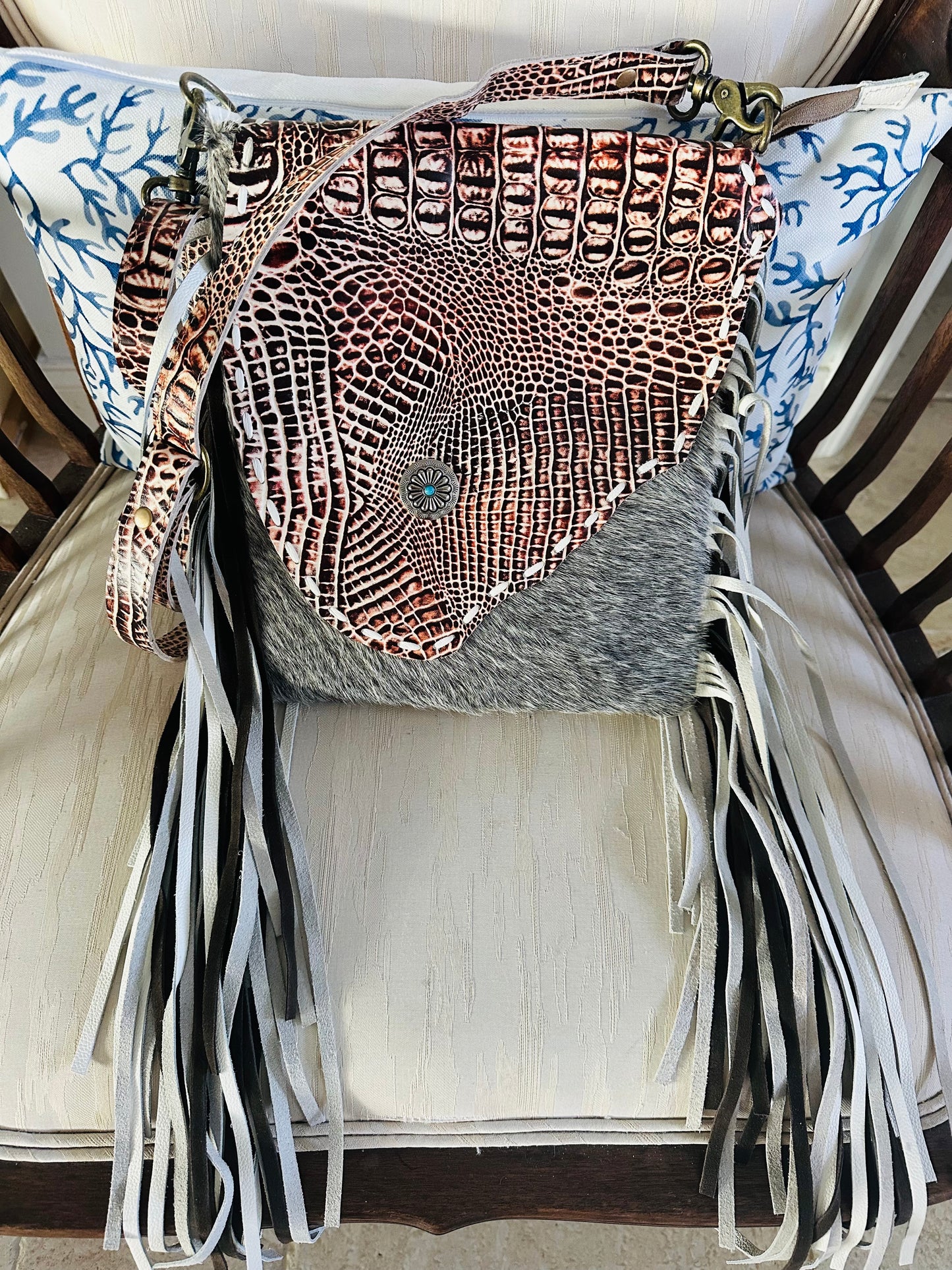 White Leather Flap Crossbody