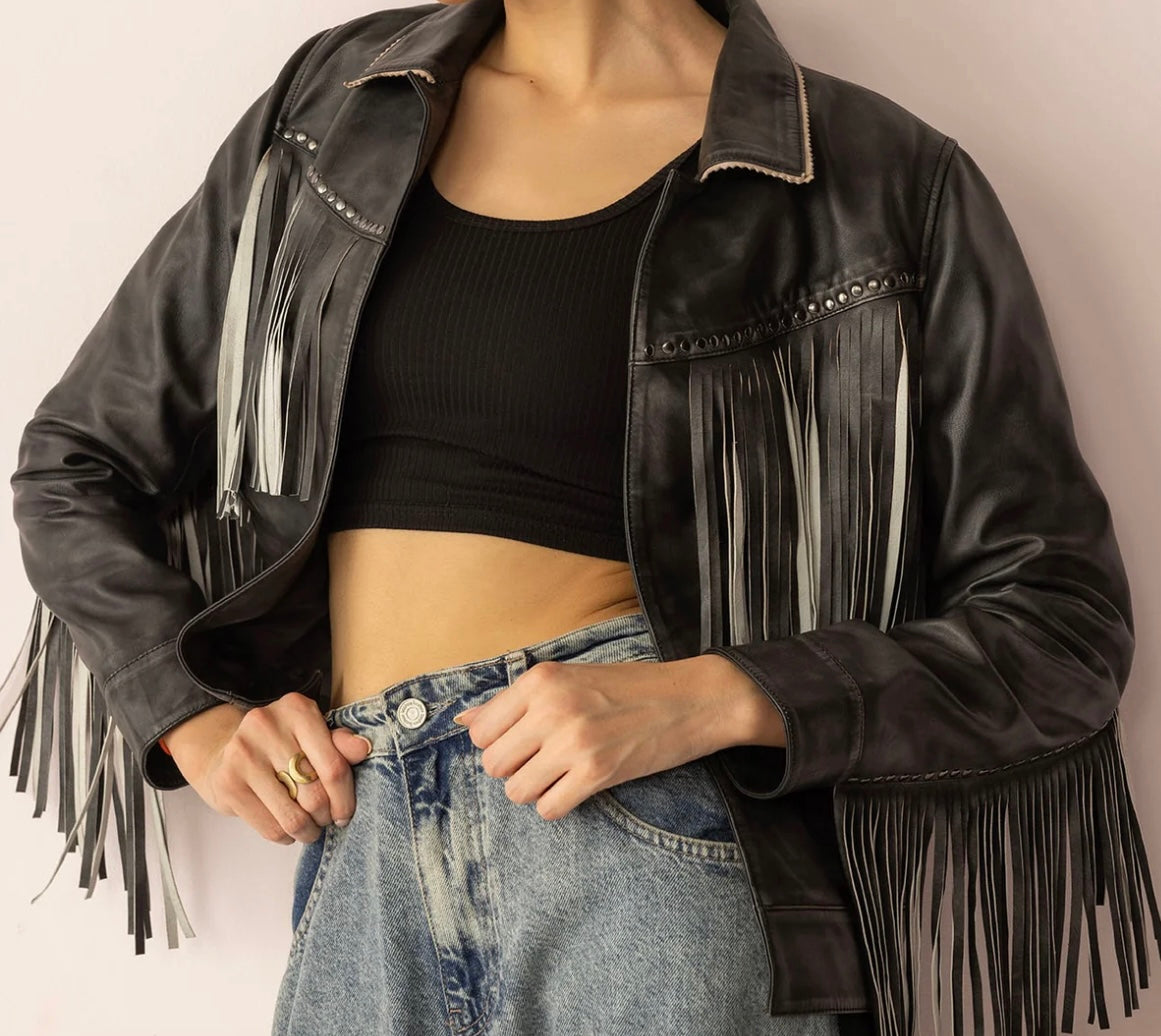 Open Lamb Fringe Jacket