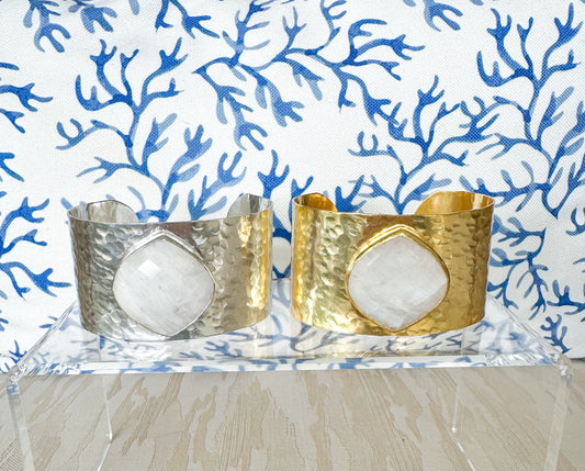Moonstone Hammered Cuff