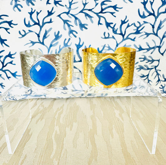 Blue Chalcedony Hammered Cuff