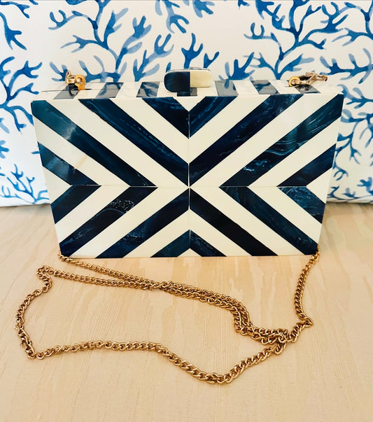 Inlaid Wooden Box Clutch