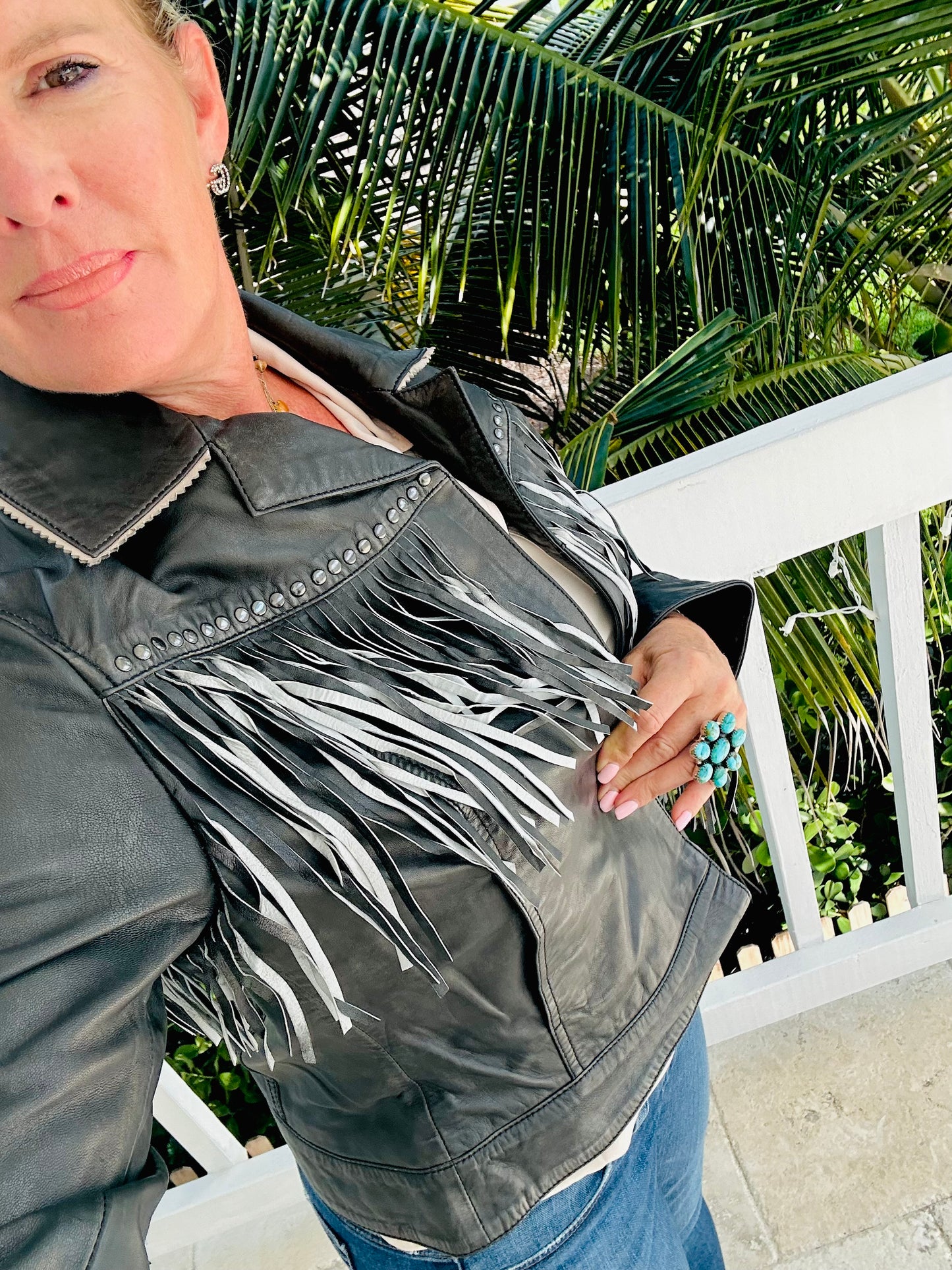Open Lamb Fringe Jacket