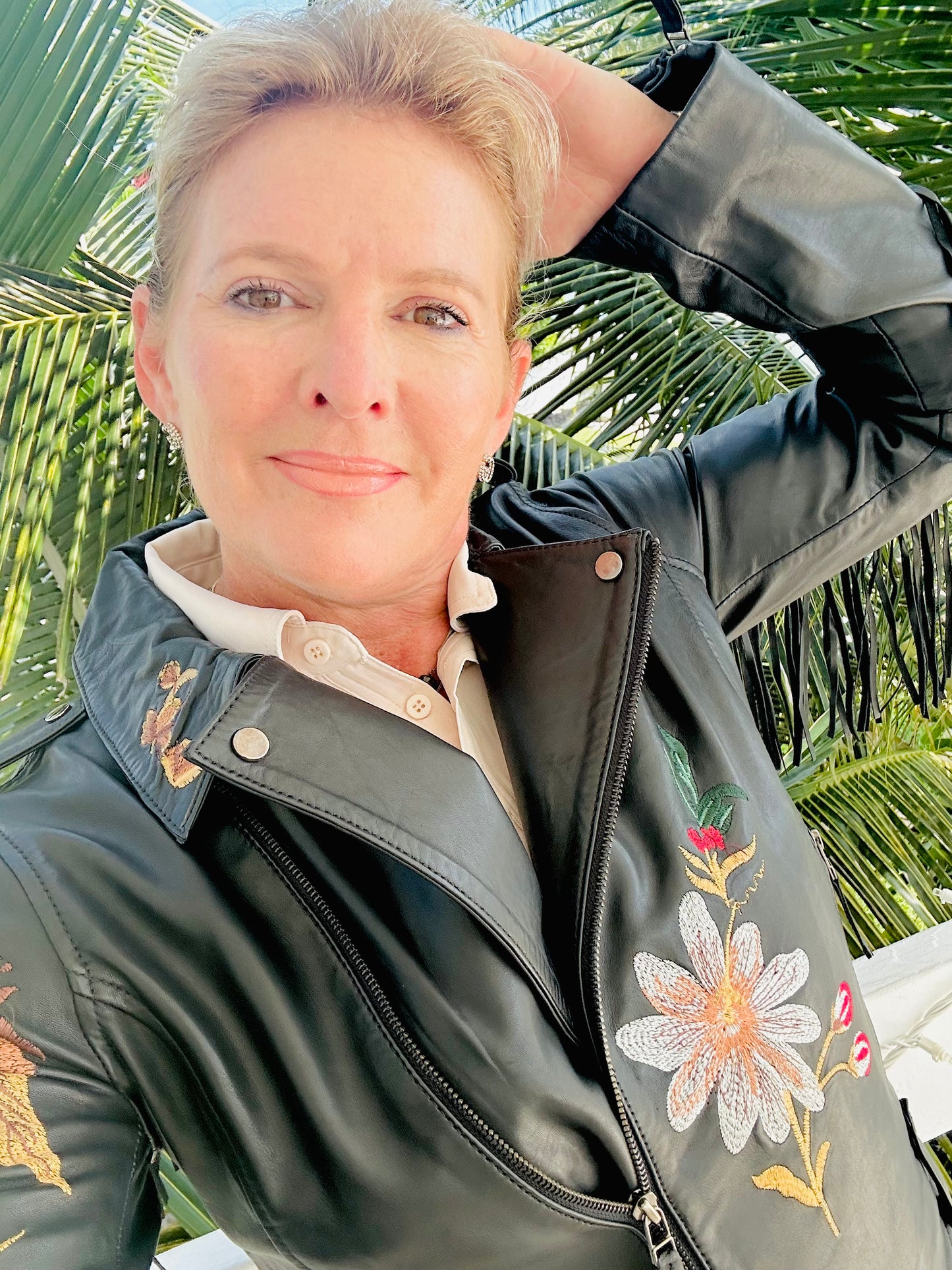 Embroidered Lamb Leather Jacket
