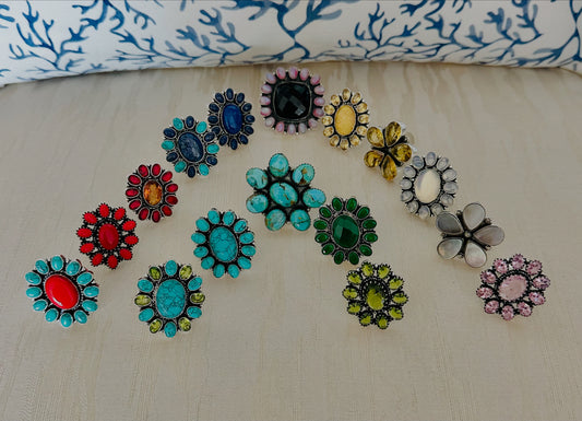 Adjustable Sterling Flower Rings