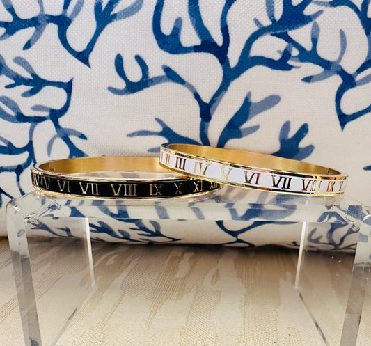 Enamel Roman Numeral Bangle