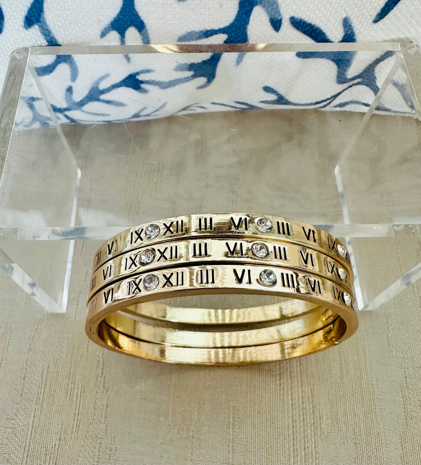 Gold Steel Roman Bangle