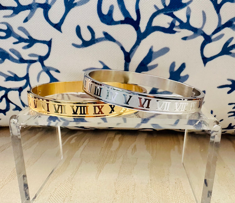 Thick Roman Numeral Bangle