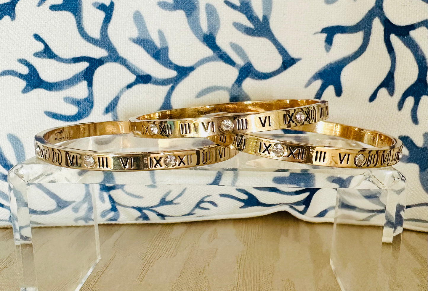 Gold Steel Roman Bangle