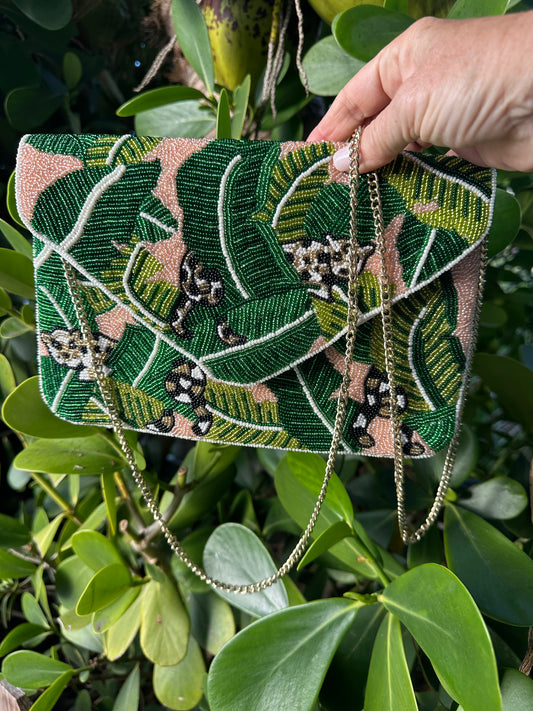 Cheetah Leaf Clutch