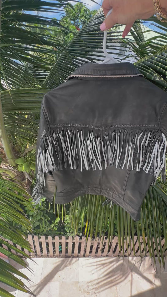Open Lamb Fringe Jacket