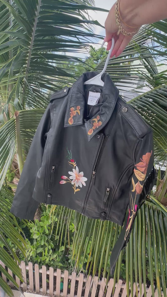 Embroidered Lamb Leather Jacket