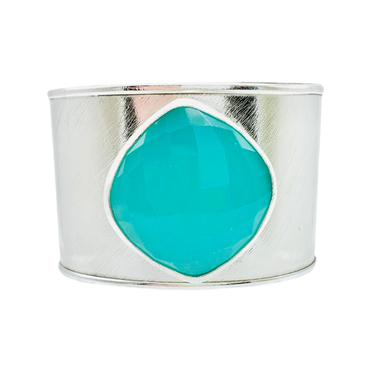 Aqua Chalcedony adjustable cuff Sterling