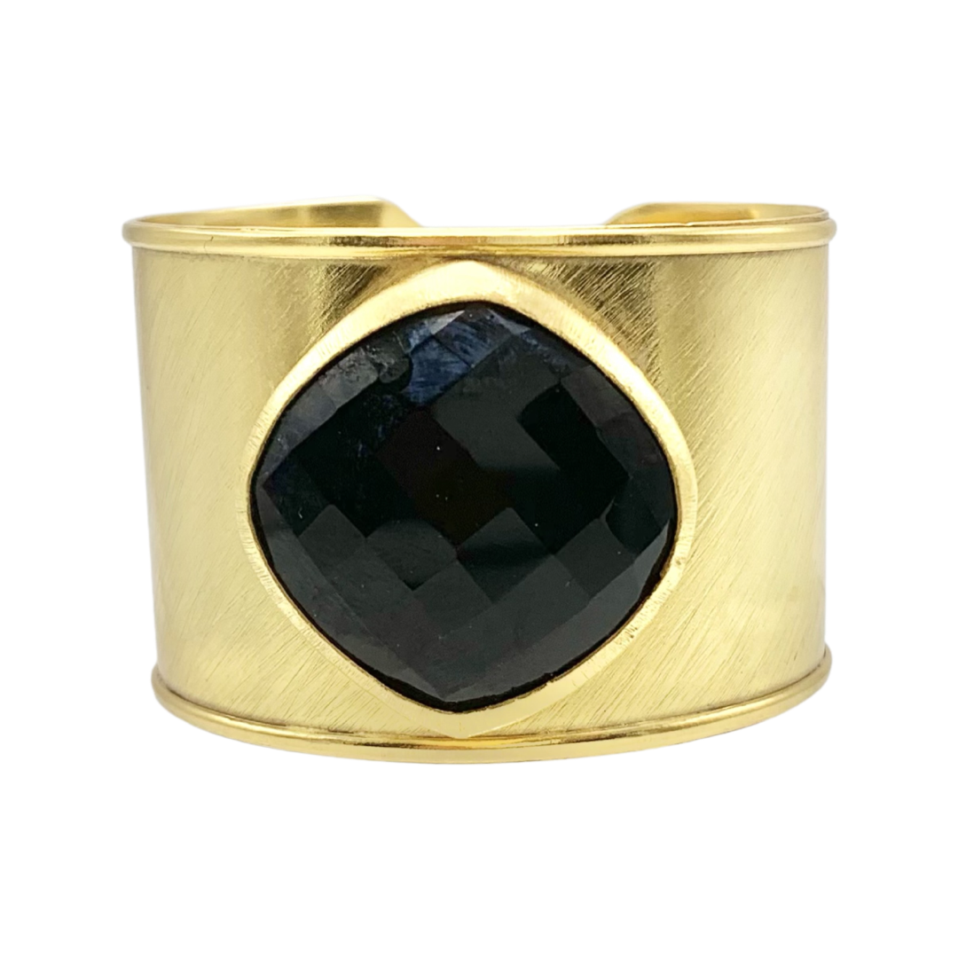 Black Onyx adjustable cuff Vermeil