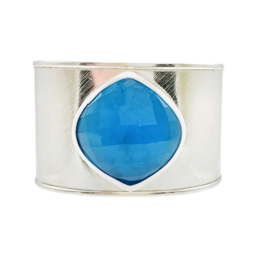 Blue Chalcedony adjustable cuff Sterling