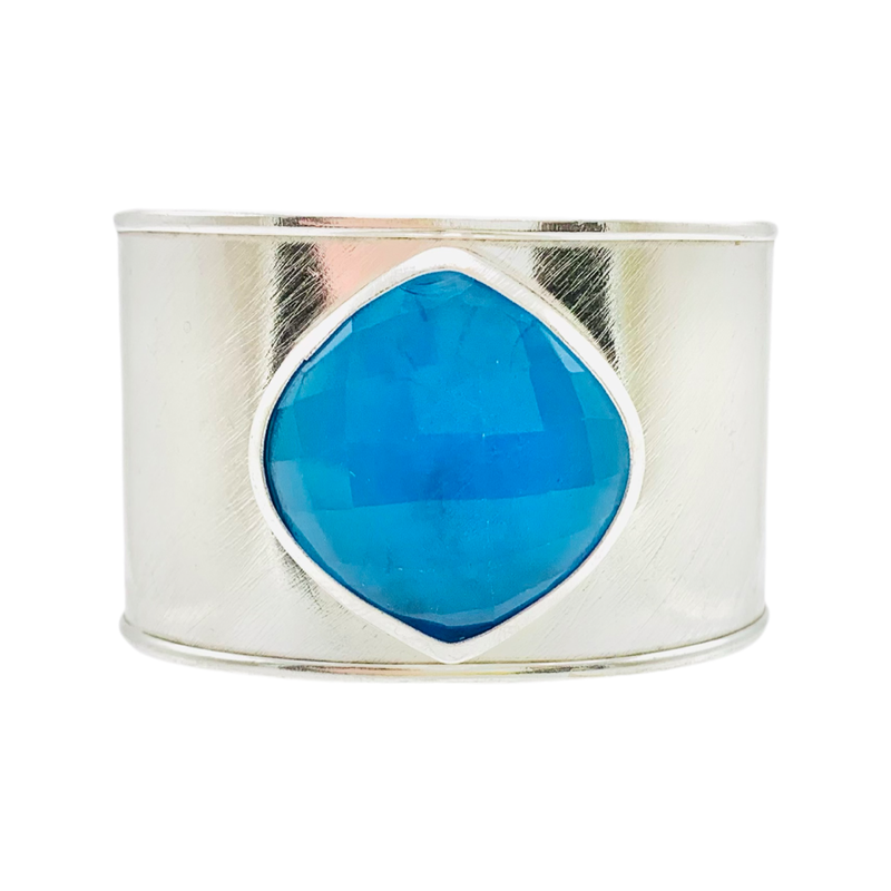 Blue Chalcedony adjustable cuff Sterling