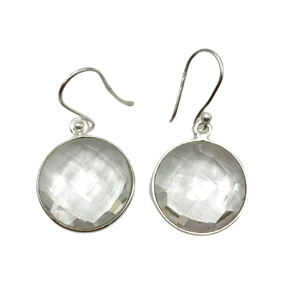 Crystal Quartz Bezel Earring Sterling