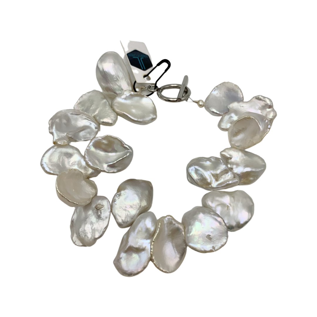 Fresh Water Keshi Pearl bracelet stainless steel toggle