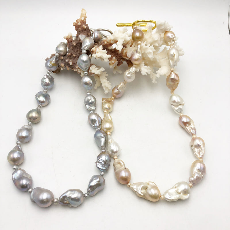 Gray or Blush Baroque Pearls 18”