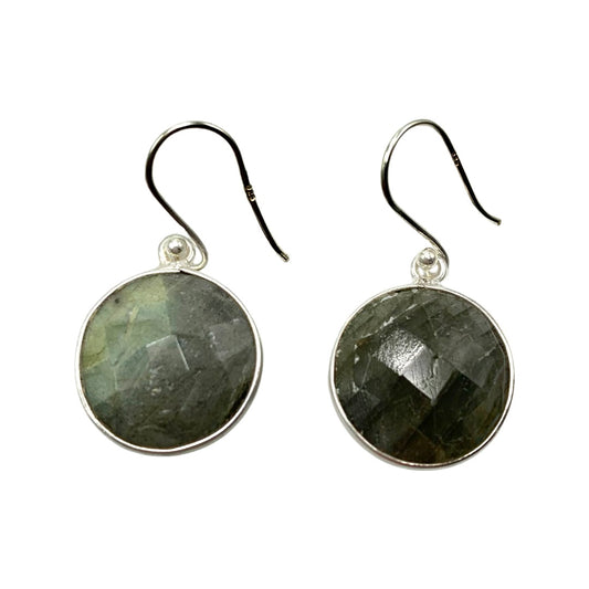 Labradorite Bezel Earrings Sterling