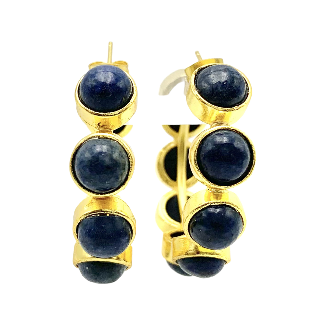 Lapis Stone Hoop Earrings