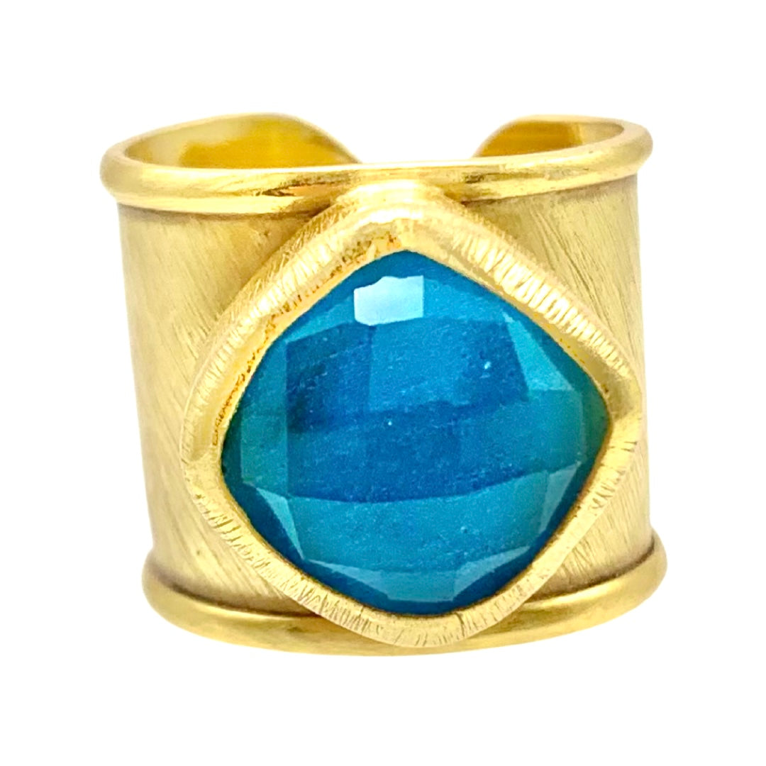 London Blue Topaz adjustable ring Vermeil