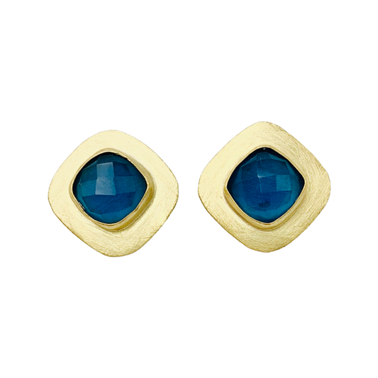 London Blue Topaz post earring gold over brass