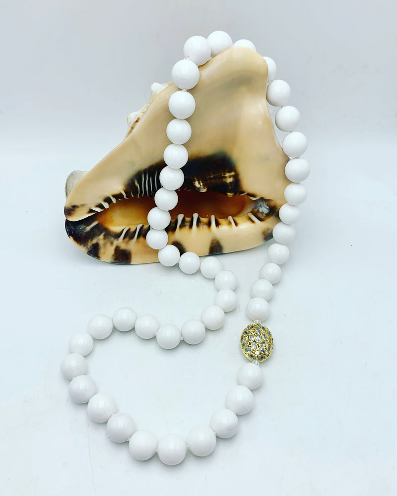 Natural White Jade with Gold Accent 32”