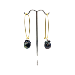 Peacock Baroque Pearl drops on Gold Filled Kidney Wire