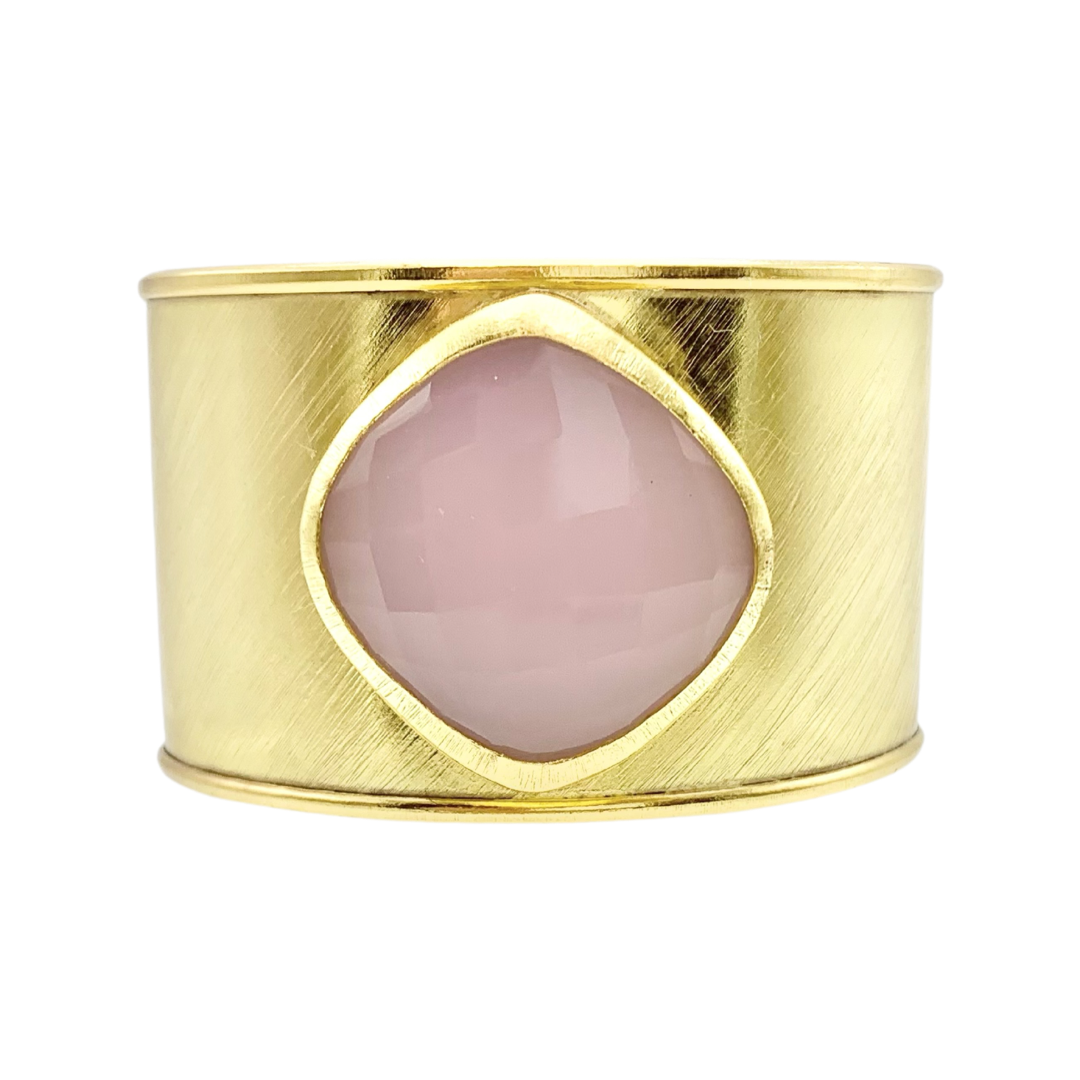 Pink Chalcedony adjustable cuff Vermeil