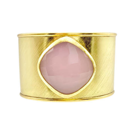 Pink Chalcedony adjustable cuff Vermeil